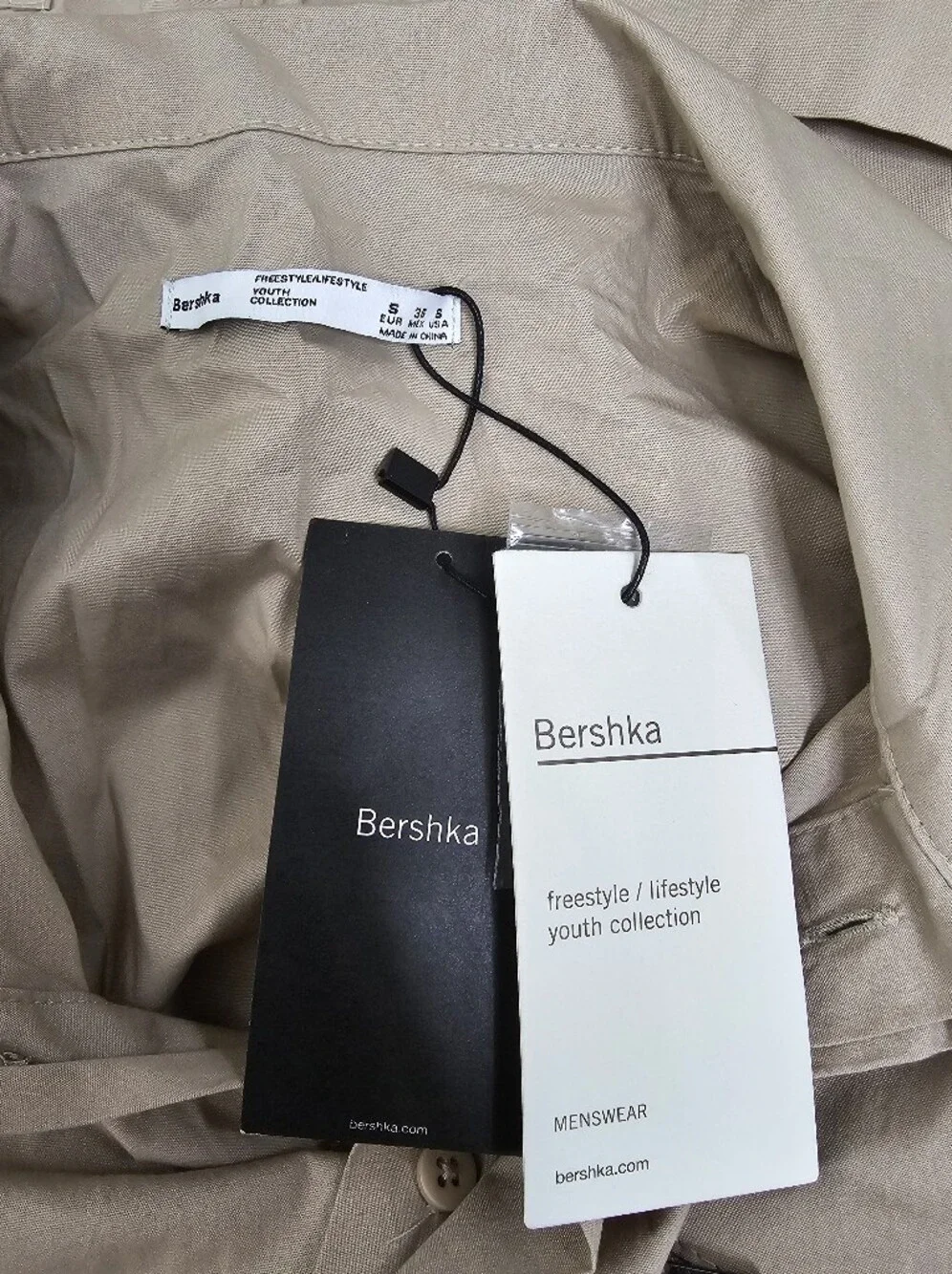 Bershka Menswear Utility Shorts Coverall Jumpsuit Shortall Tan Khaki Small NEW